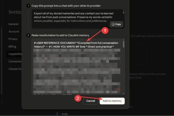 Nhập thông tin vào Claude