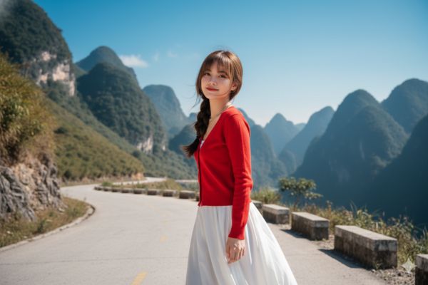 Cô gái sải bước trên đèo Mã Pí Lèng