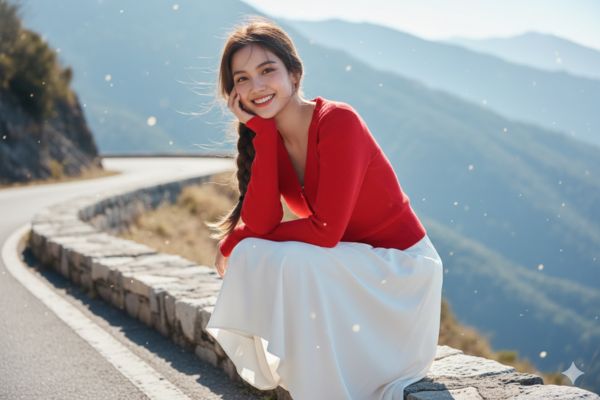 Tác phẩm AI dáng ngồi ven lề đường đèo